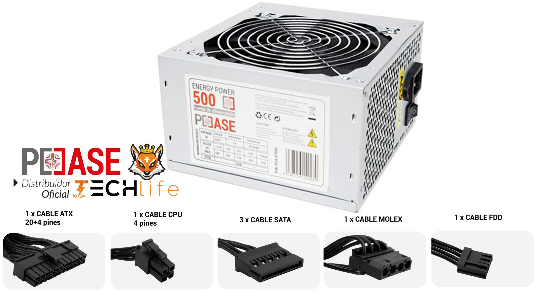 PowerCase PCA-EP500 Fuente de alimentación 500W ATX